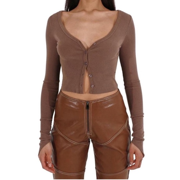 The Kript Fairycore Brown Basik Buttons Crop Top - Picture 6 of 10